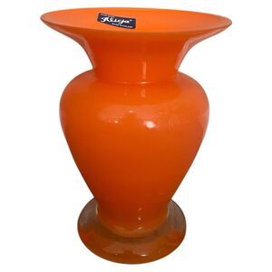 VTG 1980s Retro Alicja Poland Handmade   Tangerine Orange Glass Bud Vase 6.5”